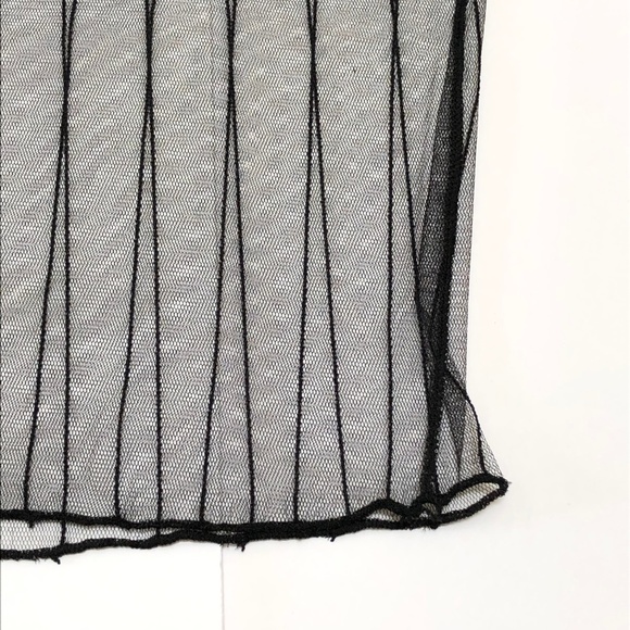 NEW Black Sheer Mesh Blouse Striped Top S to MP - Picture 8 of 8